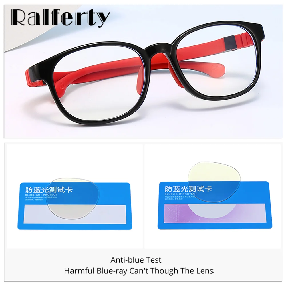 Ralferty TR90 Child Eyeglass Frame Silicone Hinge Girl Boy Kids Anti Blue Glasses Flexible 0 Diopter Prescription Optic Frame 4