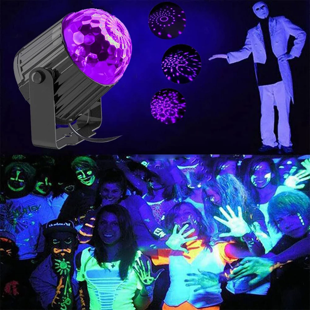 Lumière noire UV LED avec télécommande 8W, boule Disco, lumières