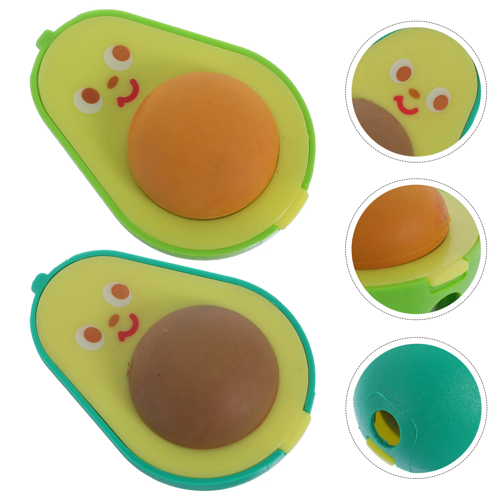

6pcs Cute Pencils Sharpener Cartoon Avocado Eraser Detachable Pencils Sharpeners
