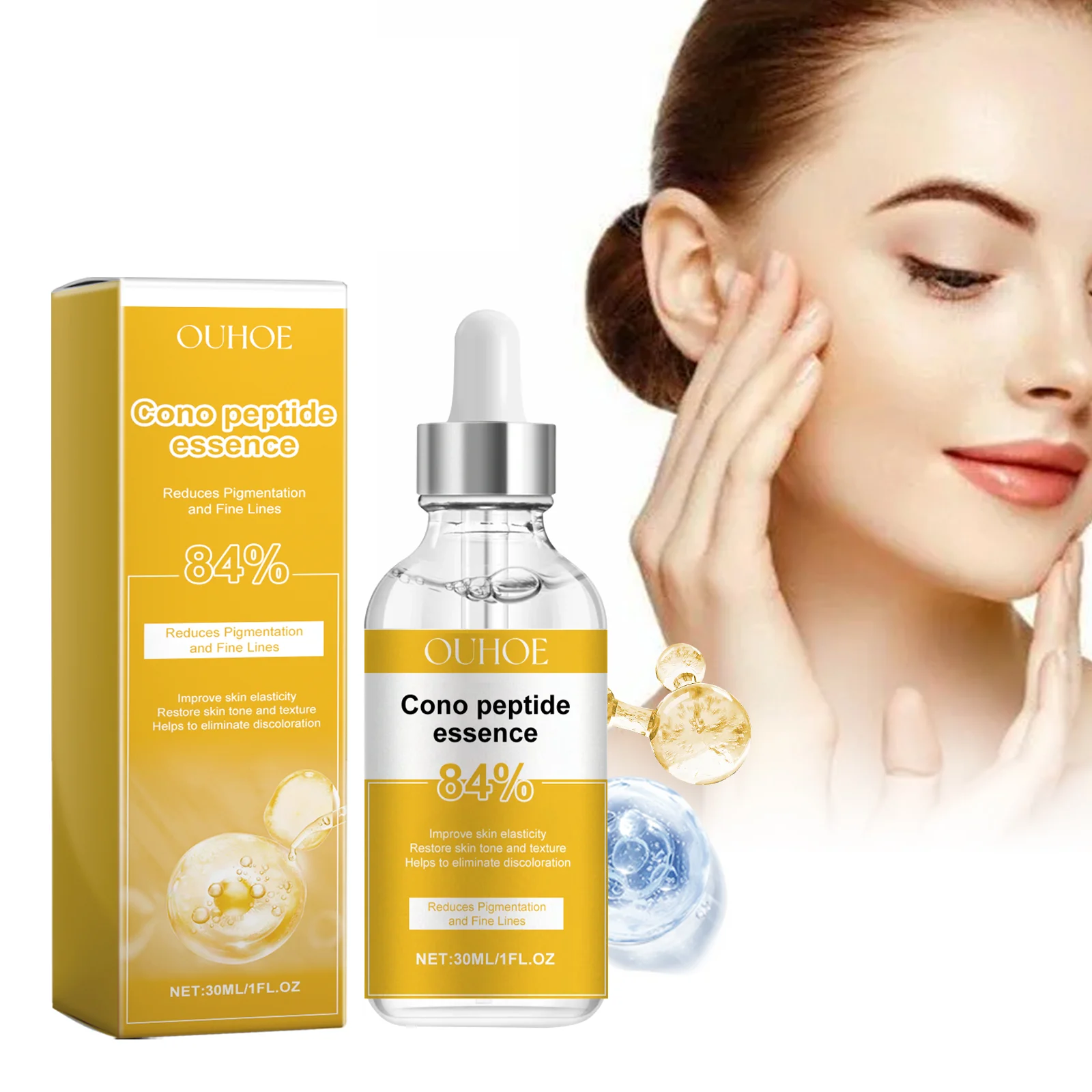 OUHOE Cono Peptide Essence Niacinamide Face Moisturize Nourish Brighten Skin Lift Forehead Wrinkles Anti-aging Face Serum
