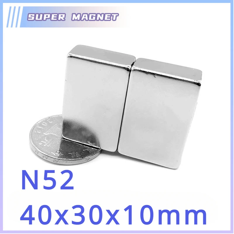 Мощные магниты 1/3/5 шт., N52 40x30x10 мм, неодимовый магнит «сделай сам», блок постоянных магнитов, сильные магниты NdFeB 40*30*10 мм
