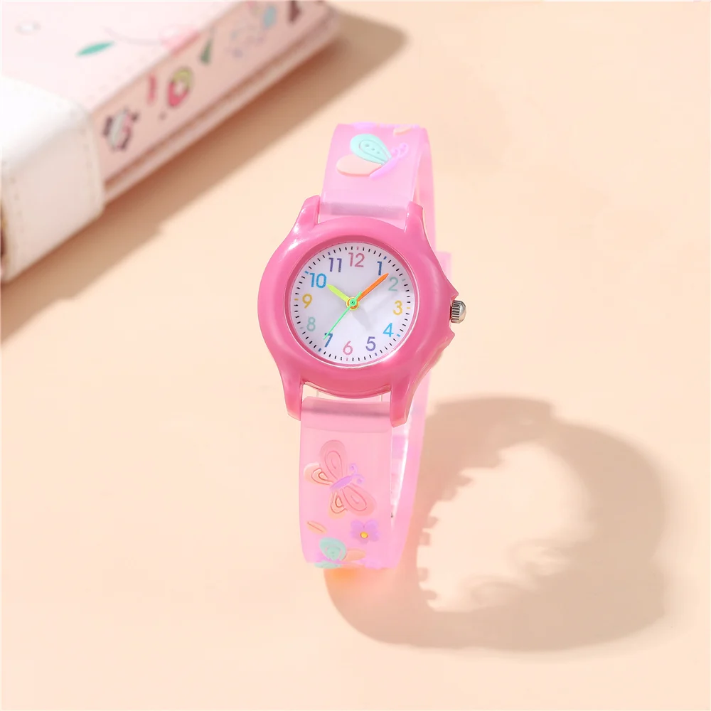 New Fashion Butterfly 3D Pattern Children's Watch Student Regular Daily Study Watch Girls Gift 3