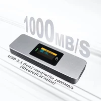 M.2 NVMe/SATA SSD Enclosure Adapter with Screen Display,USB 3.2 Gen2 10gbps M2 Case 2280 ,Aluminum External M2 2280 NVMe Reader