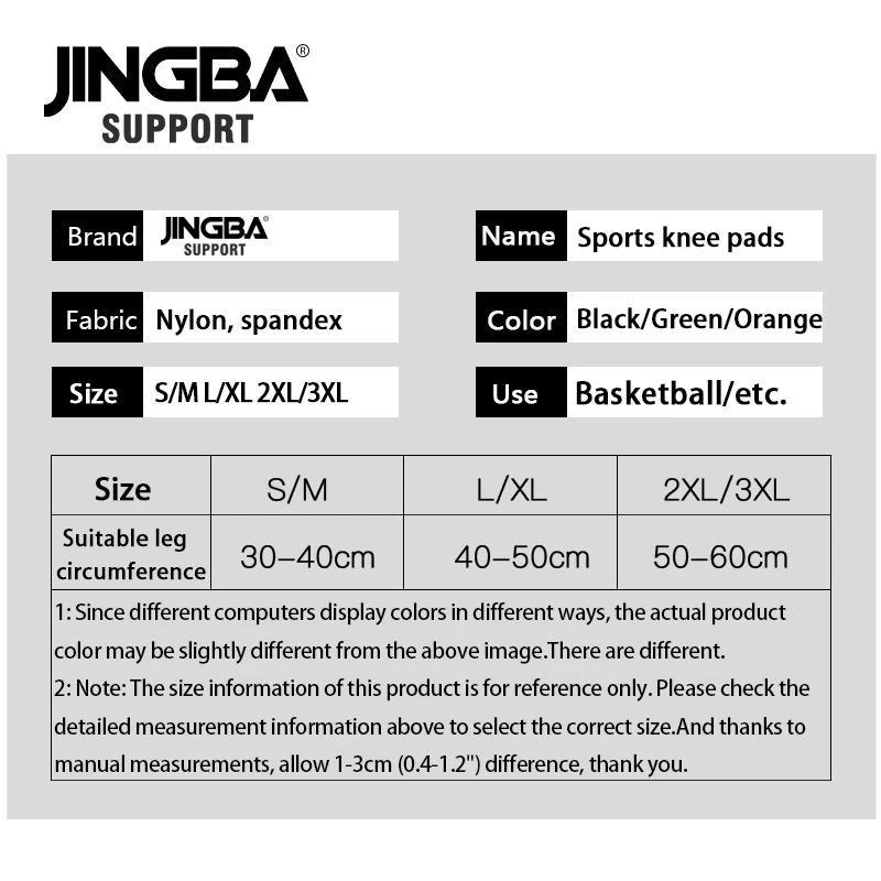 JINGBA-Rodillera elástica de nailon para deportes al aire libre, rodilleras de baloncesto, Protector de seguridad, 1 pieza