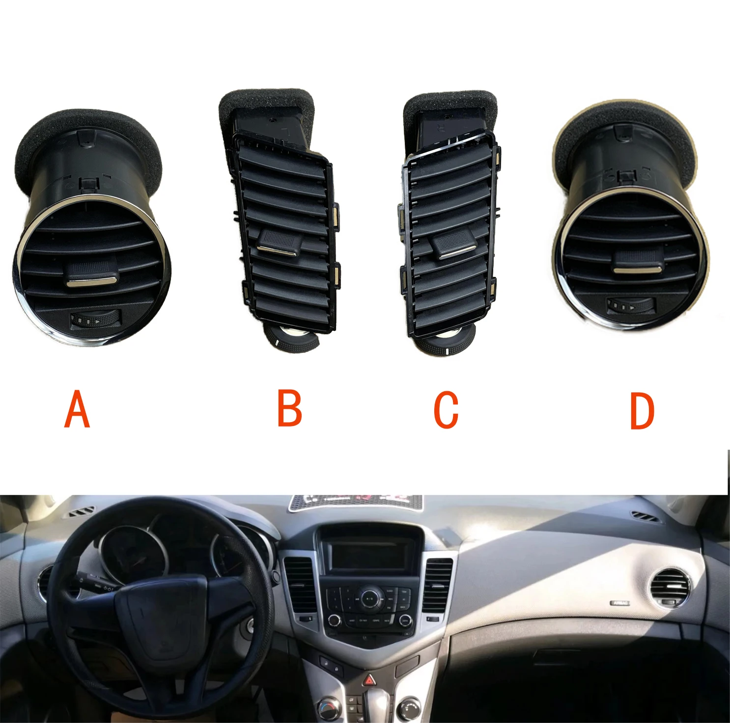 

AH488-1 4 pcs For Chevrolet Cruze 2009-2015 Air Condition Outlets Air Vent Dashboard Panel grille air conditioning outlet