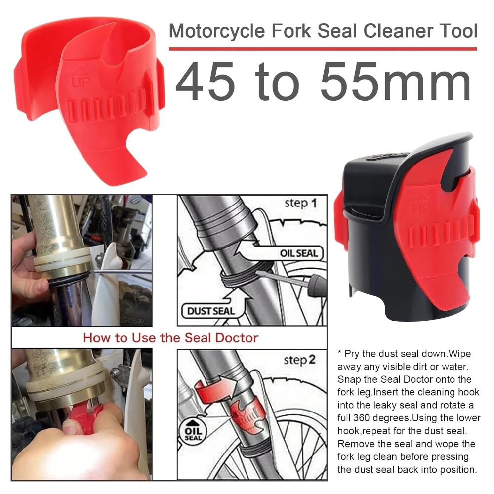45mm-55mm 포크 씰 세이버 클리너 오토바이 프론트 포크 씰 청소 도구 포크 충격 흡수 장치 청소 수리 도구 유니버설