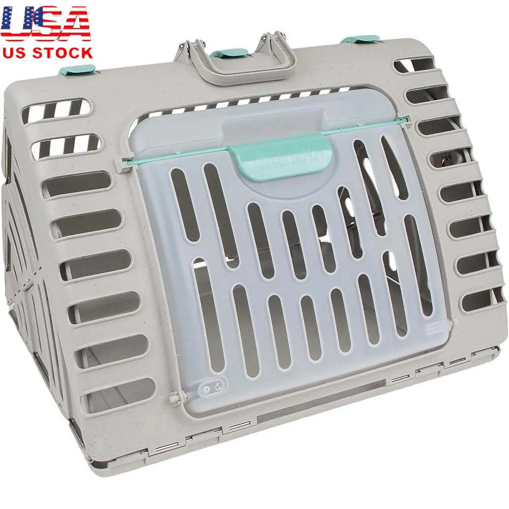 Foldable Cat Carrier Waterproof Pet Travel Carrier Collapsible Indoor Cat Home Front Door Design Removable Bed Easy Storage