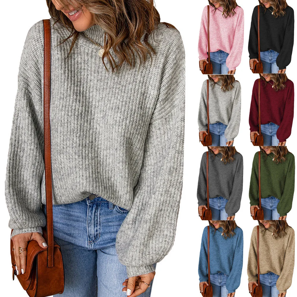 

Autumn and Winter Women’s Solid Color Casual Loose Solid Color Sweater