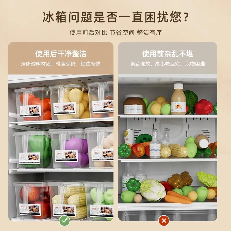 Large capacity refrigerator storage box, drawer style transparent with lid, fruit and food freezing and preservation box 2