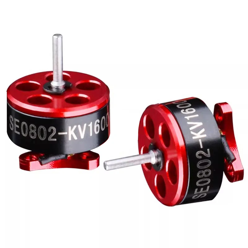Vue rapprochée des moteurs Happymodel SE0802 19000KV et 25000KV avec leurs câbles de connexion.