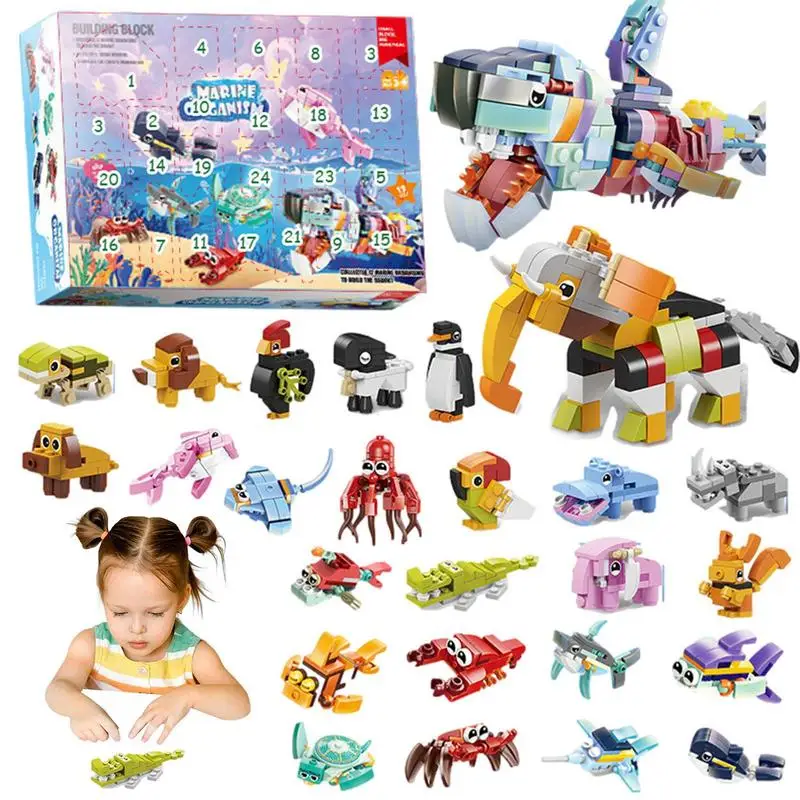

Christmas Advent Calendar 24 Days Sea Animals Car Christmas Countdown Calendar 24 Days Animal Car Building Blocks Advent