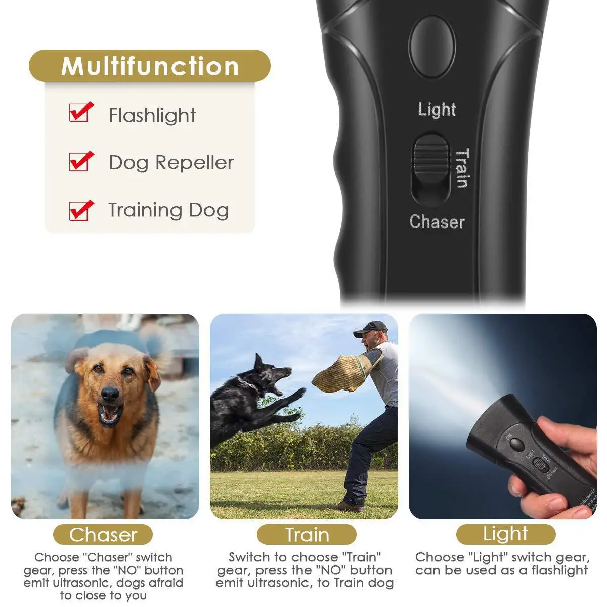 Pet Dog Anti Barking Repeller Stop Bark Training Device Trainer LED Ultrasonic Anti Barking Ultrasonic Without Battery