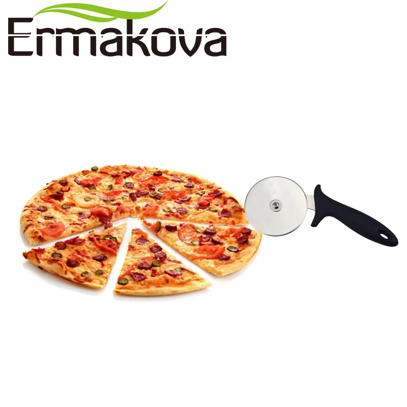 ERMAKOVA 7.5cm(3") Diameter Stainless Steel Pizza Cutter Pizza Knife Anti-Slip Handle Cake Bread Round Knife Cutter To