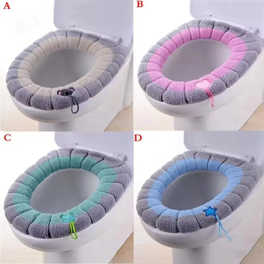 Season Universal Portable Soft Washable Thickening Winter Plush Toilet Seat Seat Cover Mat Bathroom Toilet Pad With Accessories toilet seat cover toilet mat toilet seat cushion toilet mat set
