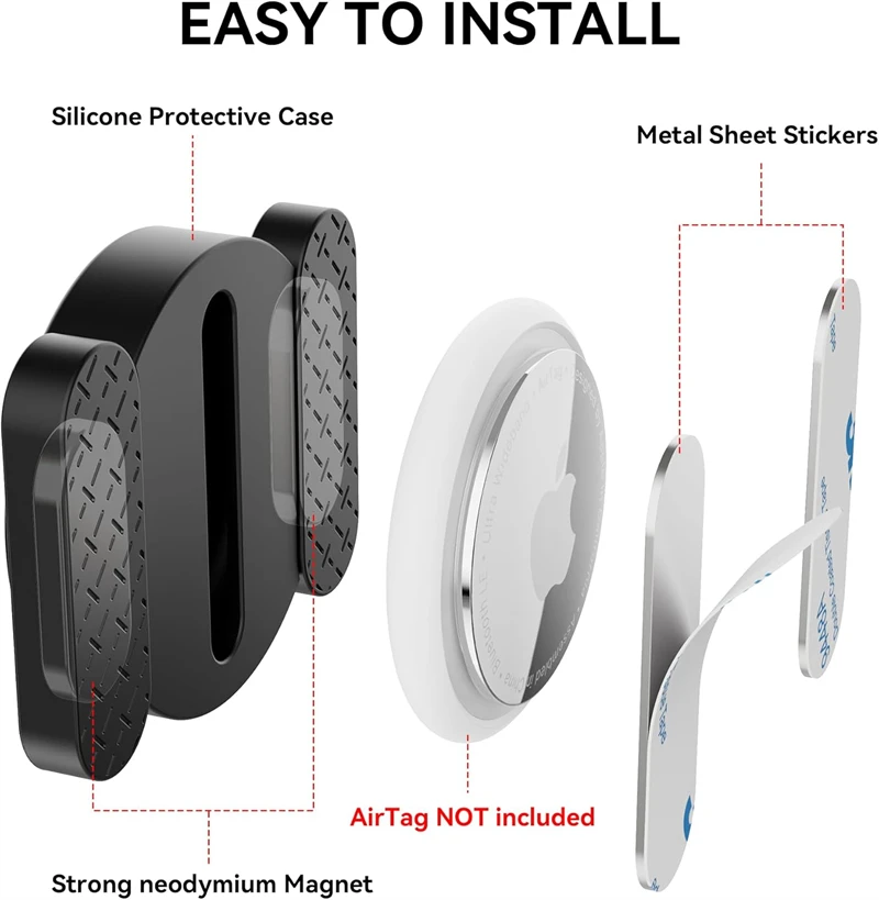 Strong Magnetic Hidden Silicone Holder Case for Apple Airtag Air Tags Car Bike Motorcycle GPS Tracker Anti-lost Mount Soft Cover