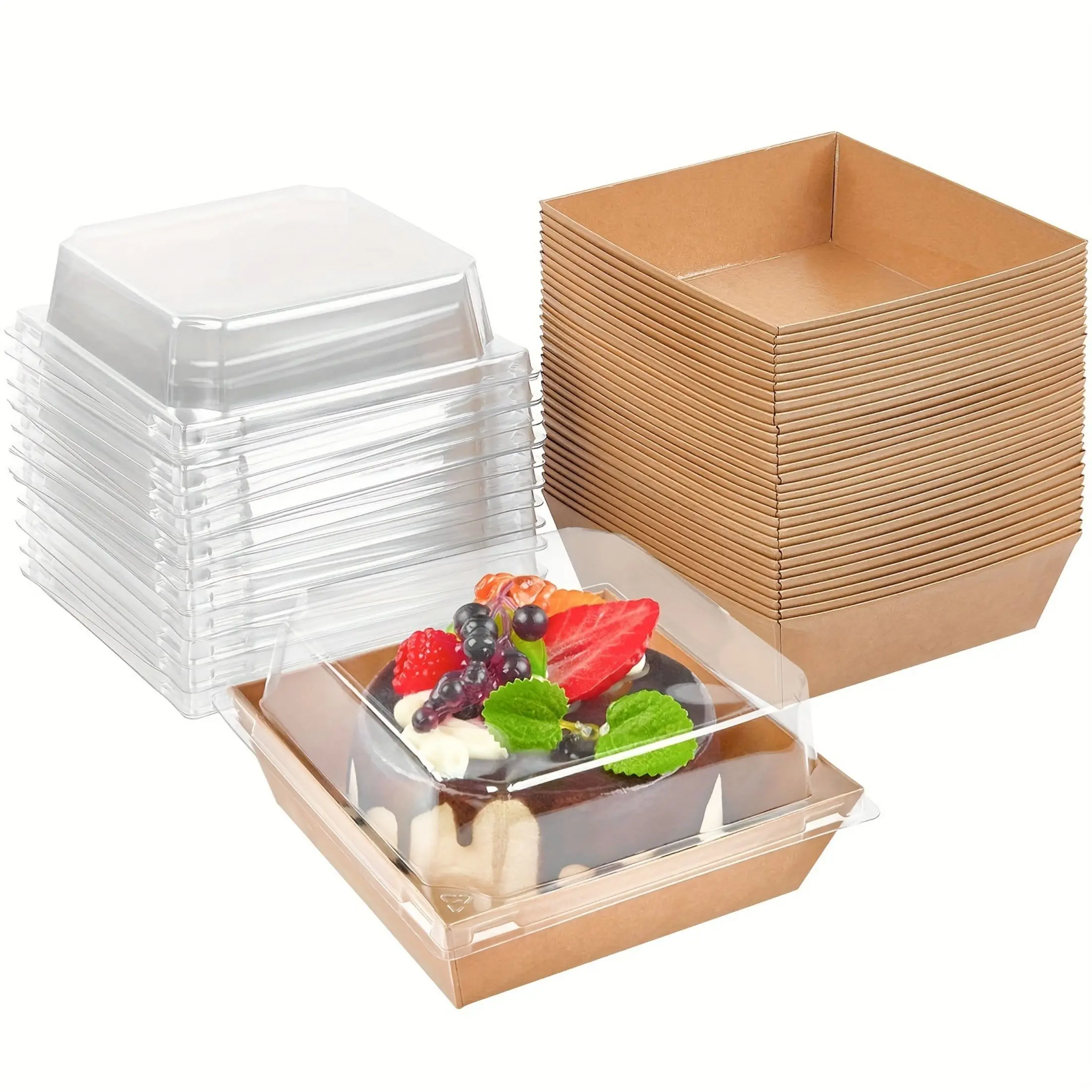 25pcs Charcuterie Boxes With Clear Lids Dessert Boxes Food Containers Rectangle Baked Pastry Packaging Box Packaging Paper Box disposable containers food storage containers