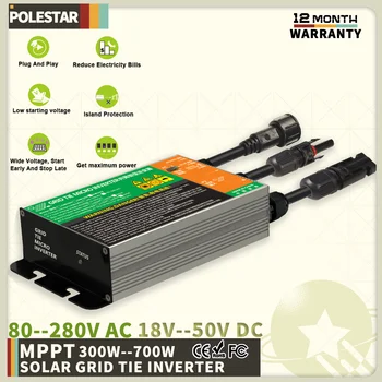 Polestar 700W 500W 350W แผงโซล่าเซลไมโครอินเวอร์เตอร์ MPPT อินพุต DC26V-46V เอาต์พุต PV AC110V-240V ระบบพลังงานแสงอาทิตย์บนกริดในบ้าน 1