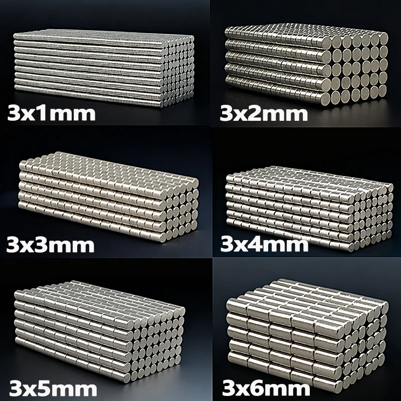 3x1 3x2 3x3mm Magnet Small Round Shape 50-500pcs Fridge Office Garage ...