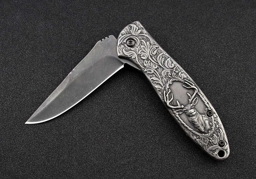 

Collection Knife Tactical Folding Blade Utility - Deer Engraved Pocket