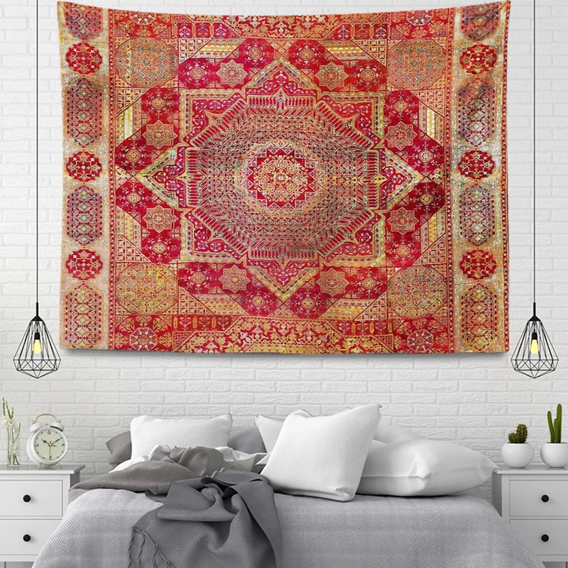Tapestry Decor Wall Tapestry Aesthetic Room Boho Accessories Wall Hanging Fabric Autumn Mandala Decor Vintage Morocco Bedroom