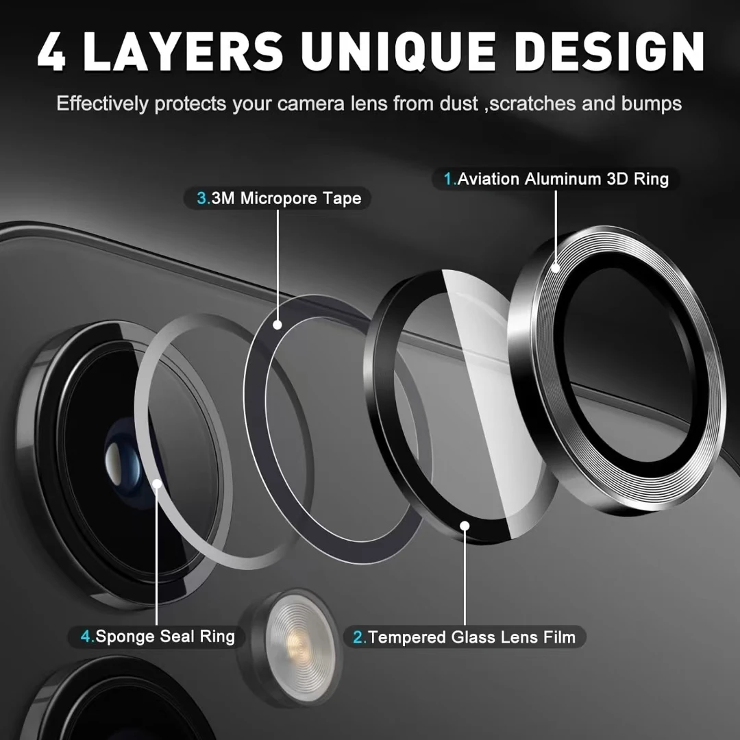 3-Pack Premium Phone Lens Tempered Glass Protectors