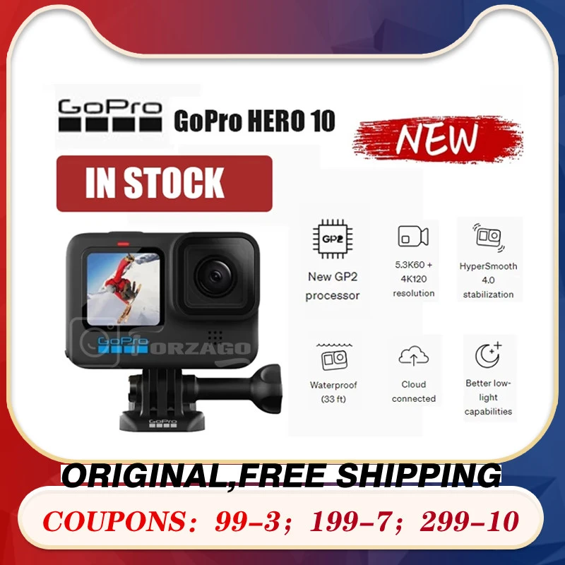 Instock GoPro HERO 10 Black Action Camera 4K 5.3K Front Screen Sports