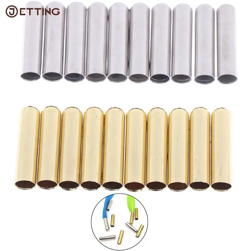 

10PCS/Set Silver Gold 4.5*18mm/3.5*20mm Seamless Metal Shoelaces Tips Head Replacement Repair Aglets DIY Sneaker Kits