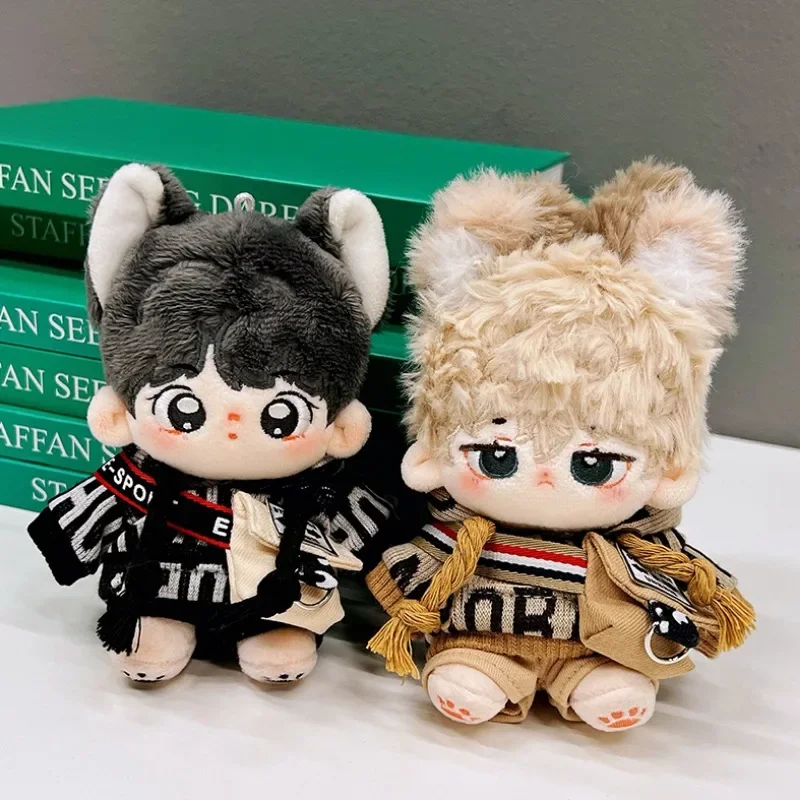 Handmade 3pc 10cm Plush Doll's Clothes Black Khaki Letter Hoodie Shorts Dolls Accessories Outfit