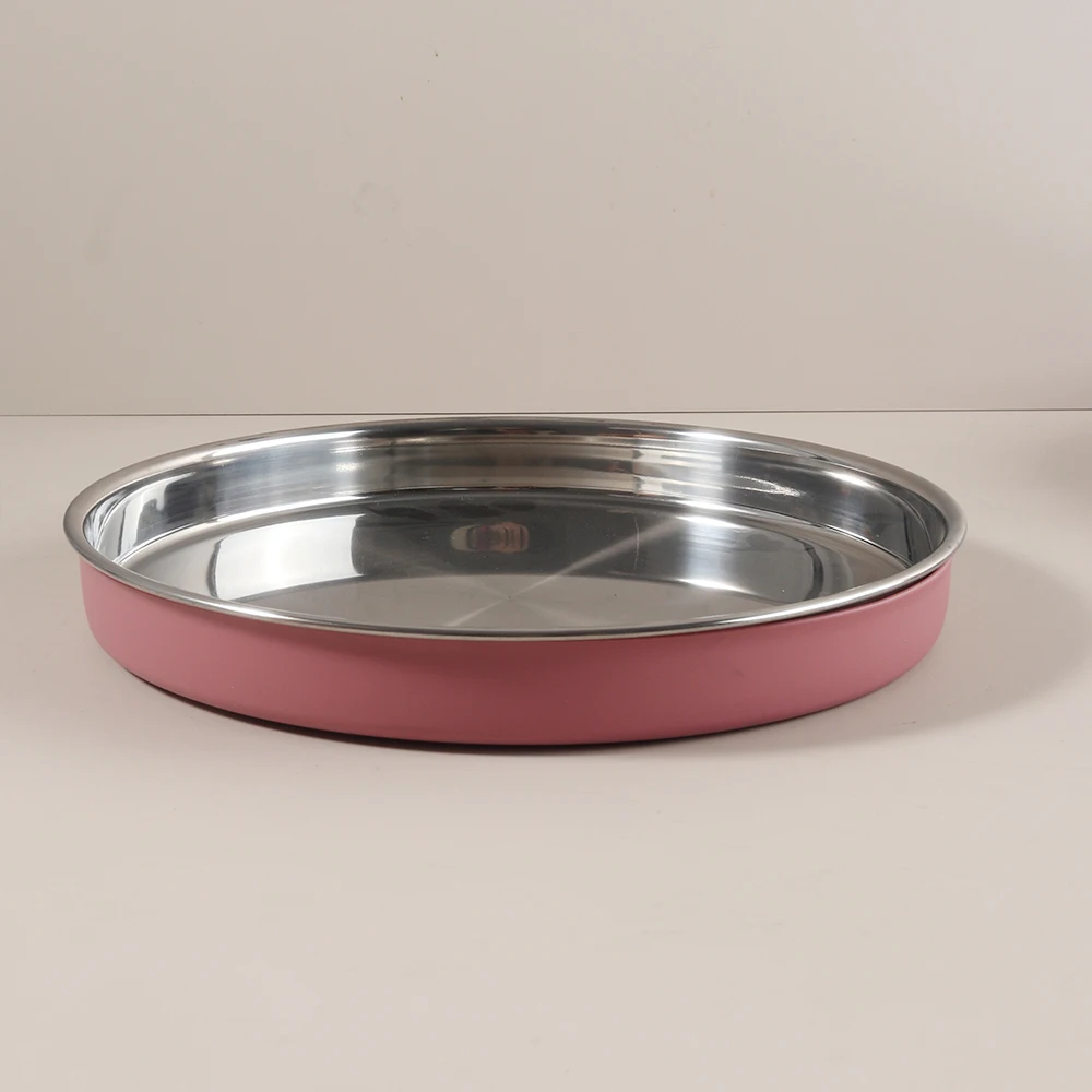 طبق دائري مخصص للأطفال من السيليكون والفولاذ المقا...