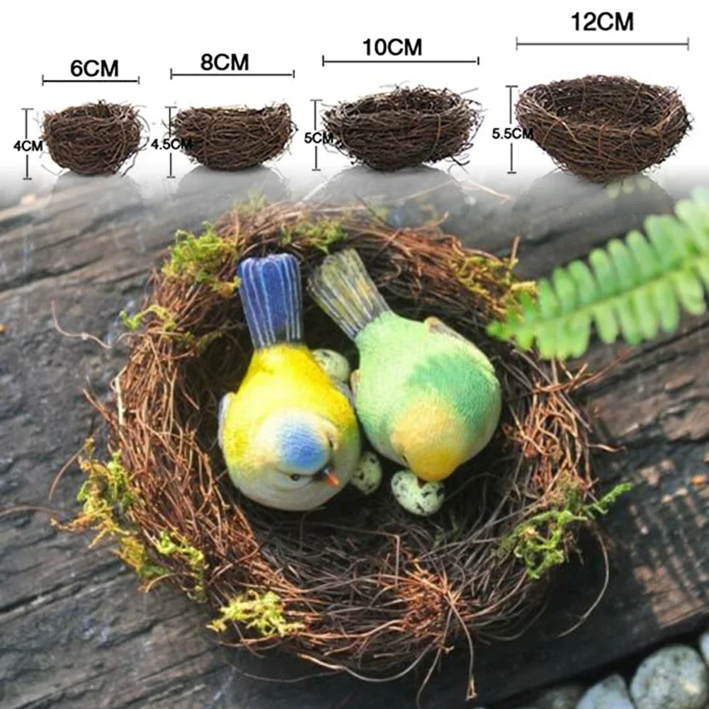 Vintage Round Rattan Birds Nest Crafts Handmade Dry Natural Bird's Nest for Garden Yard Decor Props Wedding Home Party bird nest
