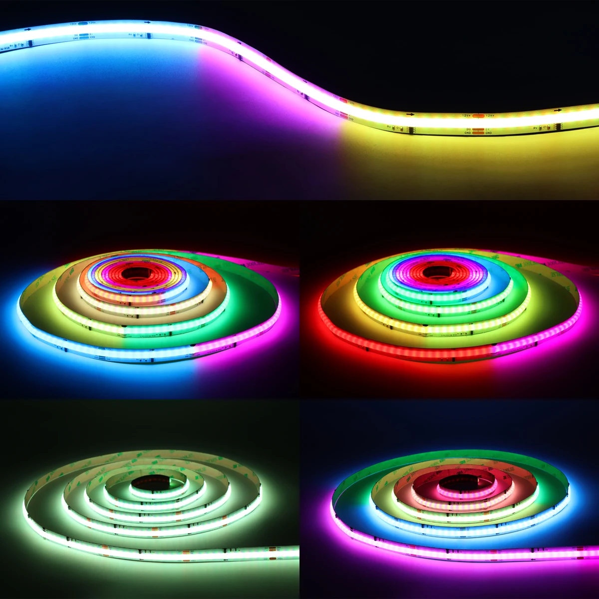 COB RGBIC LED 스트립 조명, 주소 지정 가능 드림 컬러 DC12V, WS2811, WS2812B, 고유연성 FOB COB 조명, RA90, 1m, 2m, 3m, 5m, 576 LEDs/m