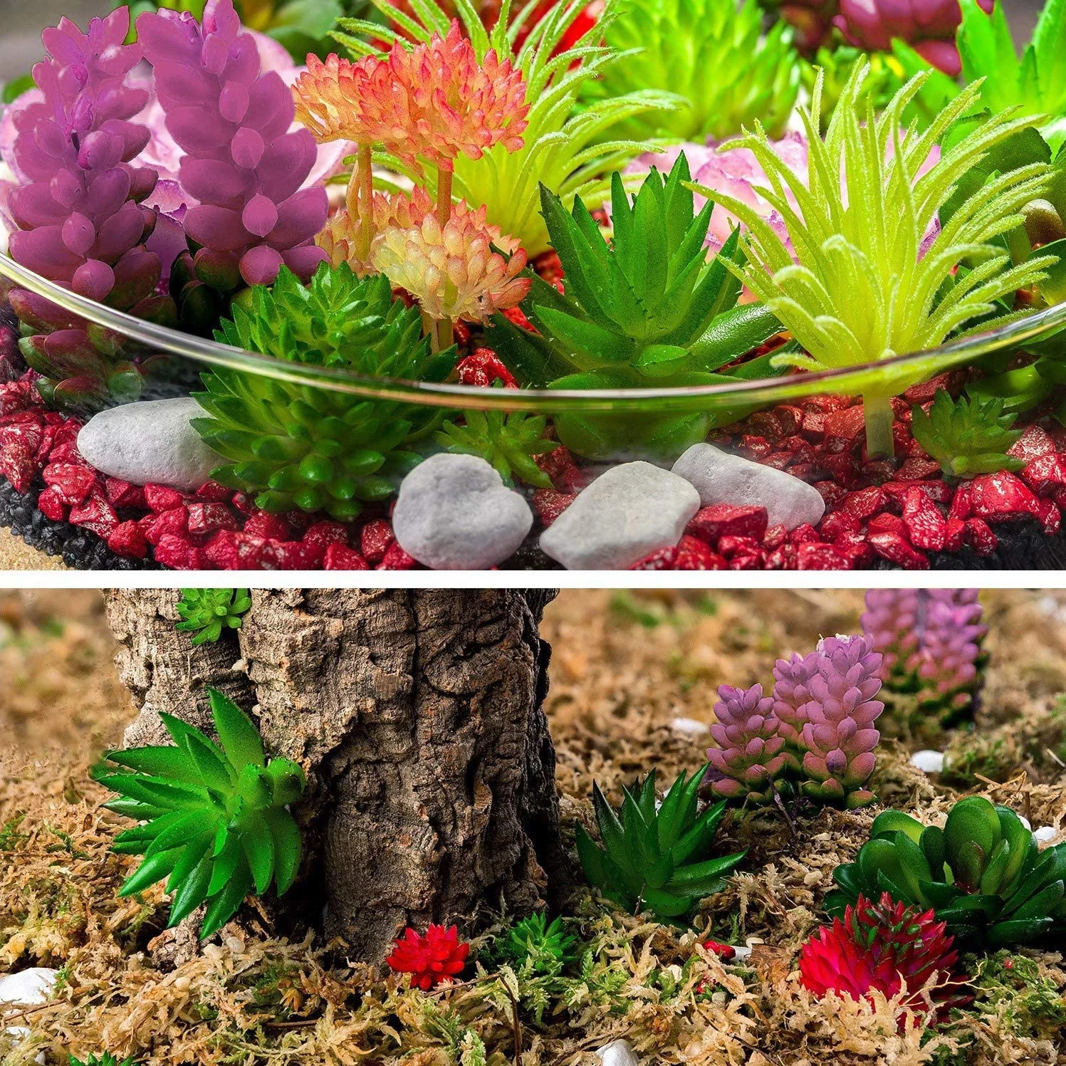 24pcs Artificial Succulent Plants Unpotted Picks Realistic Plastic Cactus Stems for Terrarium Bulk Faux Assorted Arrangements