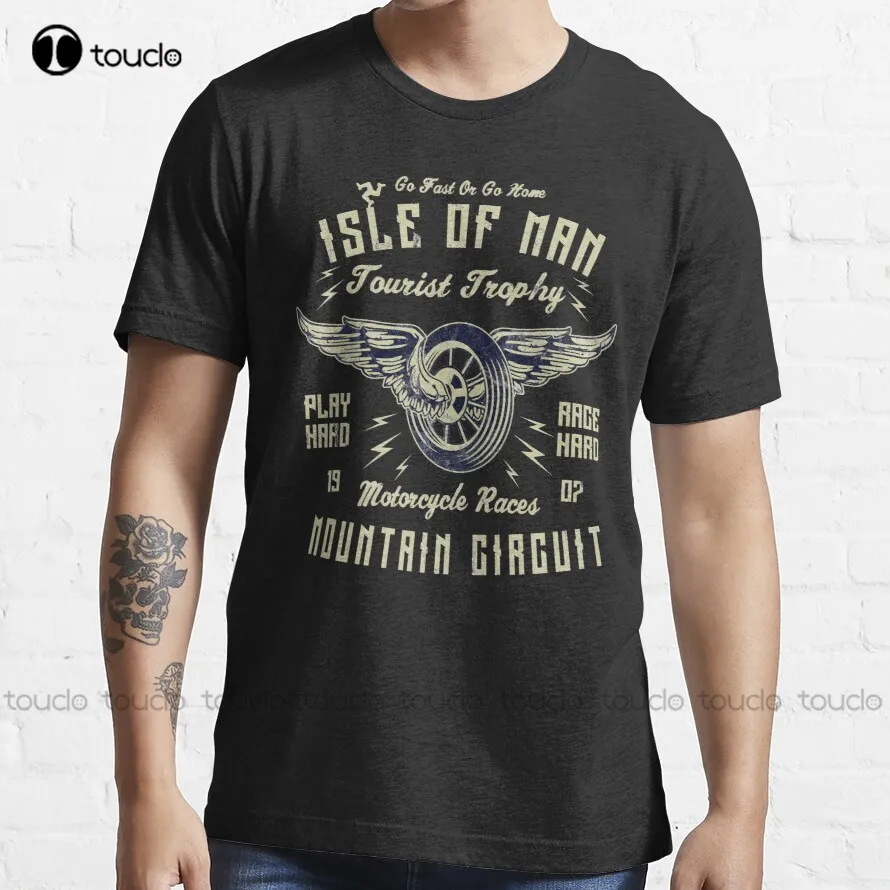 

Isle Of Man Tt Racing Vintage Biker Wings Wheel Tourist Trophy Bike Races Retro Graphic T-Shirt Mens Shirts Short Sleeve Xs-5Xl