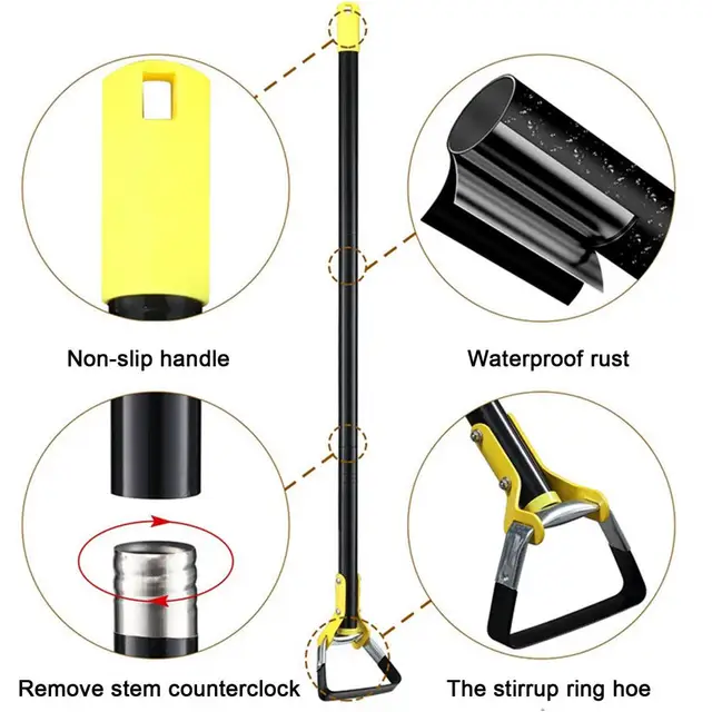 1,6 M Hordozható Leszerelhető Kultivátor Kapa Matt Kivitel Teleszkópos Gyomlálás Rozsdamentes Acél Kézi Kerti Szerszám - Image 4