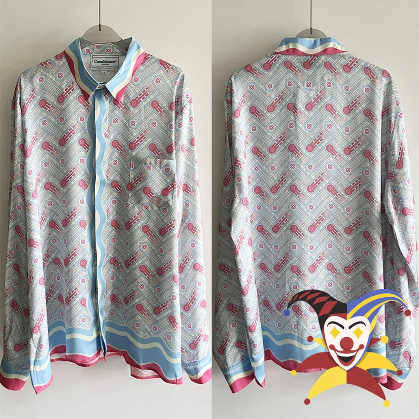 

Casual Casablanca Shirt Men Women Vintage Fashion Design Hawaii Beach Silk Shirts