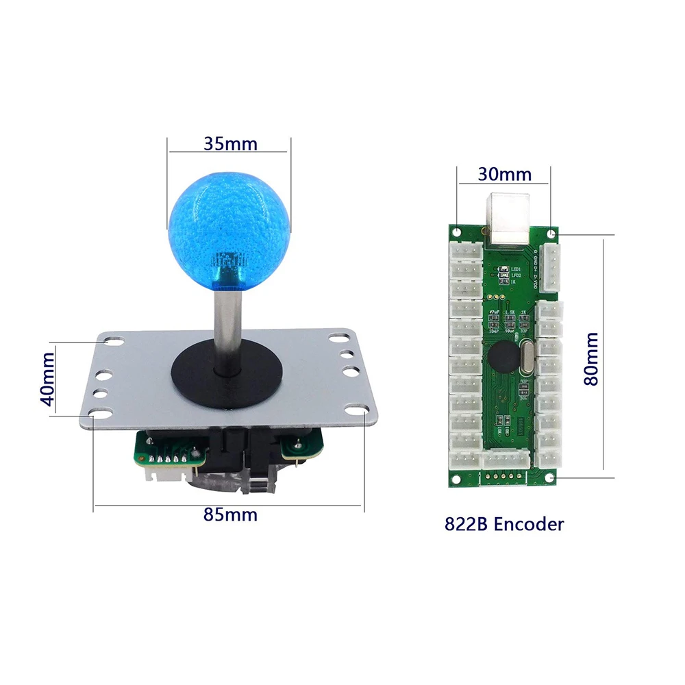 아케이드 조이스틱 PC 2 플레이어 DIY 키트, LED 버튼 마이크로 스위치, 8 웨이 조이스틱, USB 인코더 케이블, PC MAME 라즈베리 파이용