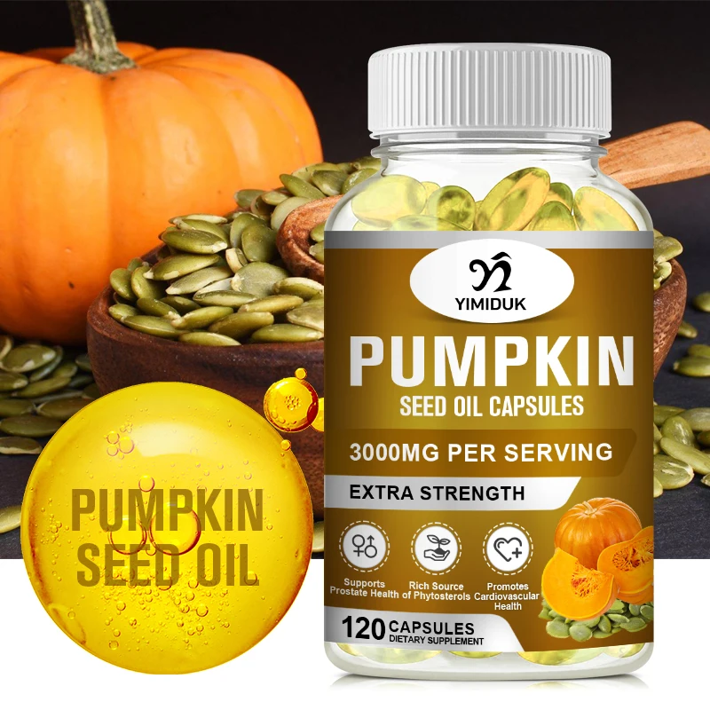 Pumpkin Seed Oil 2000 mg Supports Prostate Health 60/120 Capsules Improves Sperm Quality and Vitality