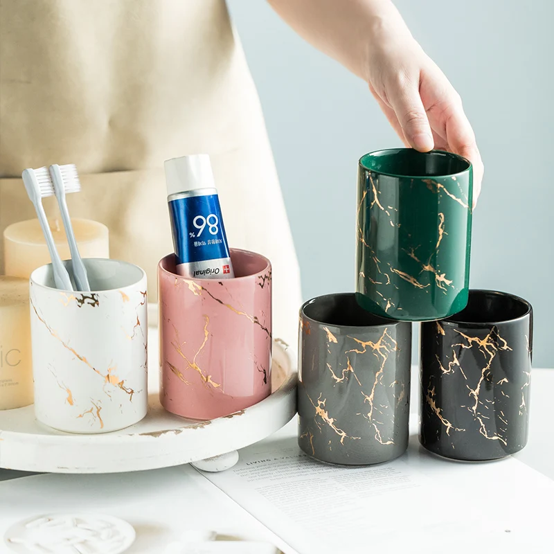 Ceramic Bathroom Toothbrush Cup Brushing Mug Mouthwash Cup Household Hotel Creative Mouthwash Gargle Bathroom Accessories