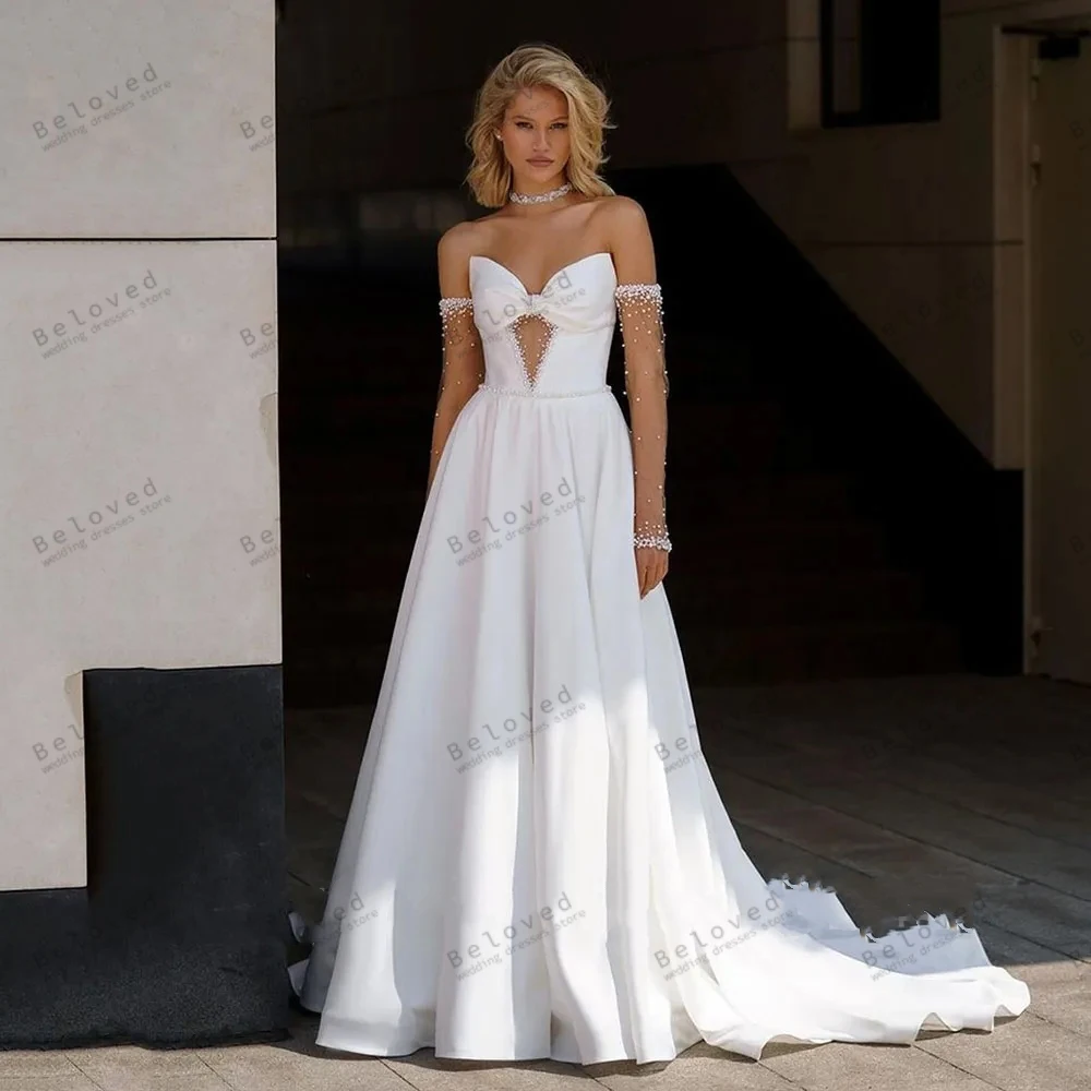 

Pretty Wedding Dresses A-Line Satin Bridal Gowns Bow Decorate Off The Shoulder Robes For Formal Party Vestidos De Novia 2024