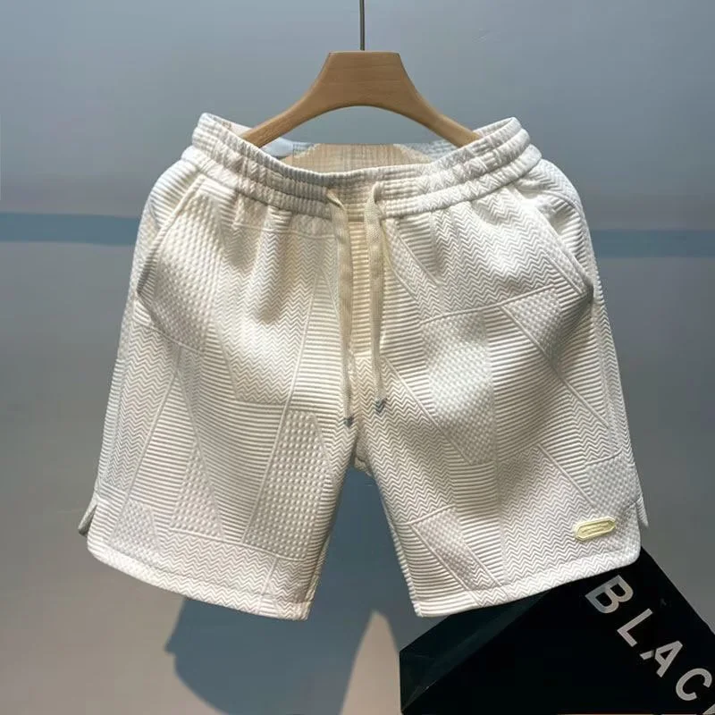 Men Summer Wide Shorts Cotton Blend Multi-pocket Stretch Waist Solid Color Cool Trendy Beach Casual Loose Shorts Sports Trousers 4
