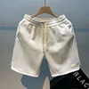 Men Summer Wide Shorts Cotton Blend Multi-pocket Stretch Waist Solid Color Cool Trendy Beach Casual Loose Shorts Sports Trousers 4