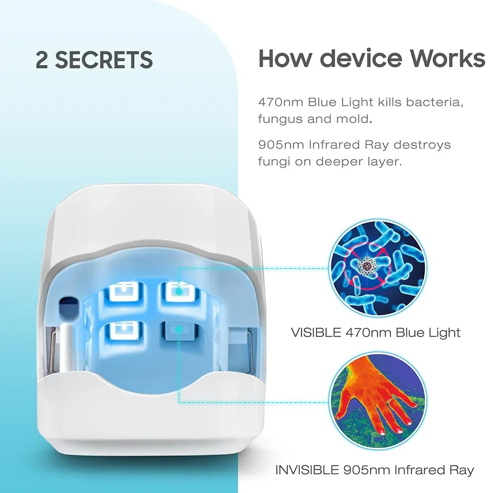 Nail Fungus Remover JUSTLANG Rechargeable Fungus Grey Nail Treatment Device Portable Onychomycosis Treatment Laser Therapy Relieve Ingrown Foot Care