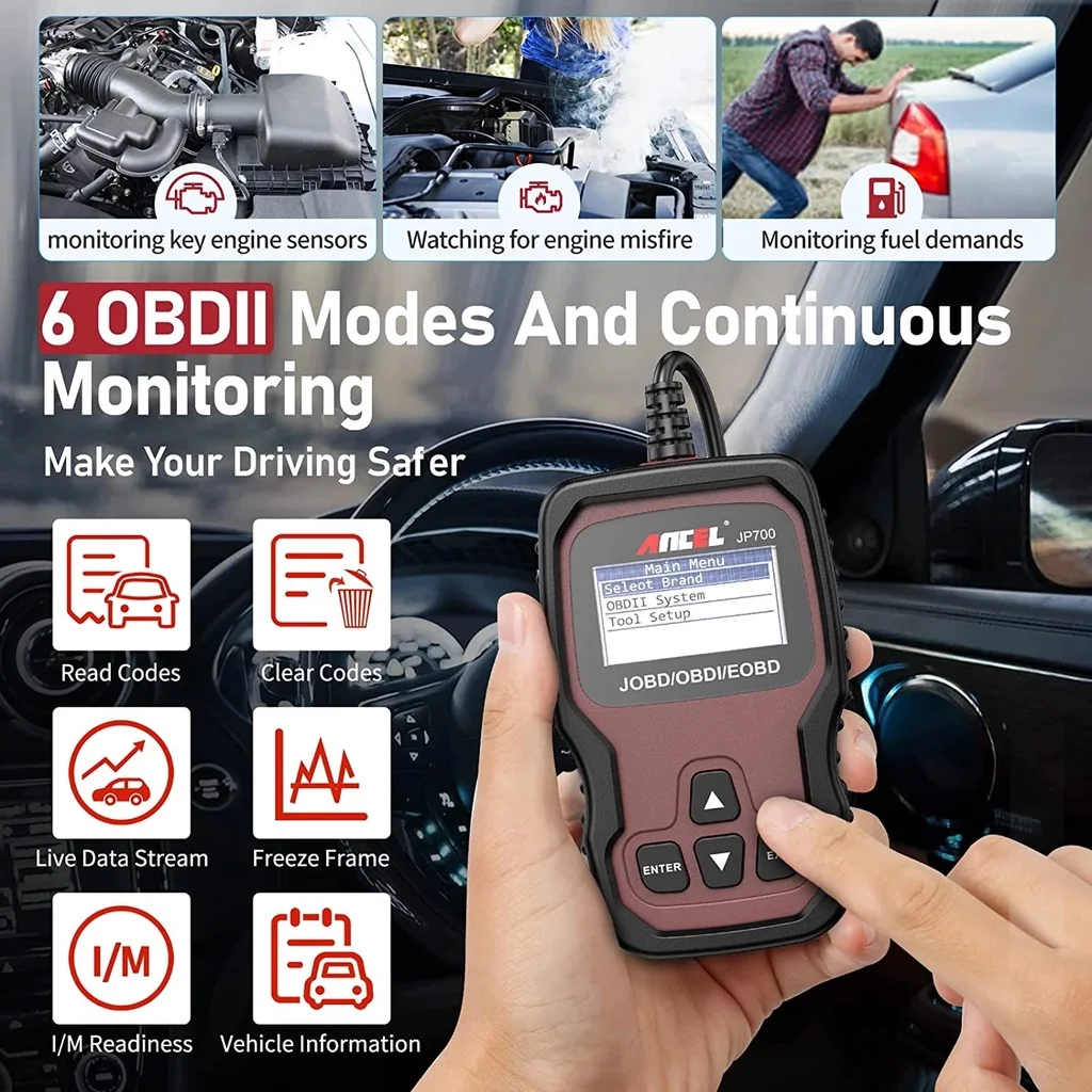 Ancel JP700 OBD2 Scanner JOBD EOBD Code Reader Car Diagnostics Scanner For Honda Toyota For Nissan Mitsubishi All Universal 3