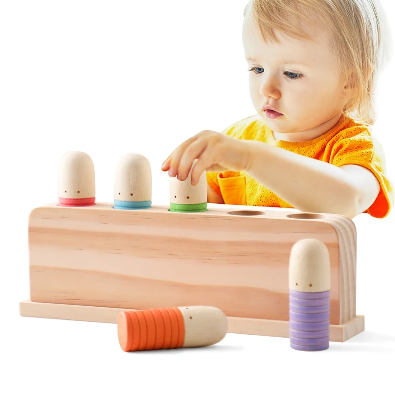 

Wooden Baby Toys High Quality Pine Wood Bouncing Toy Montessori Toys For Children Colour Perception Strength Training Baby Block