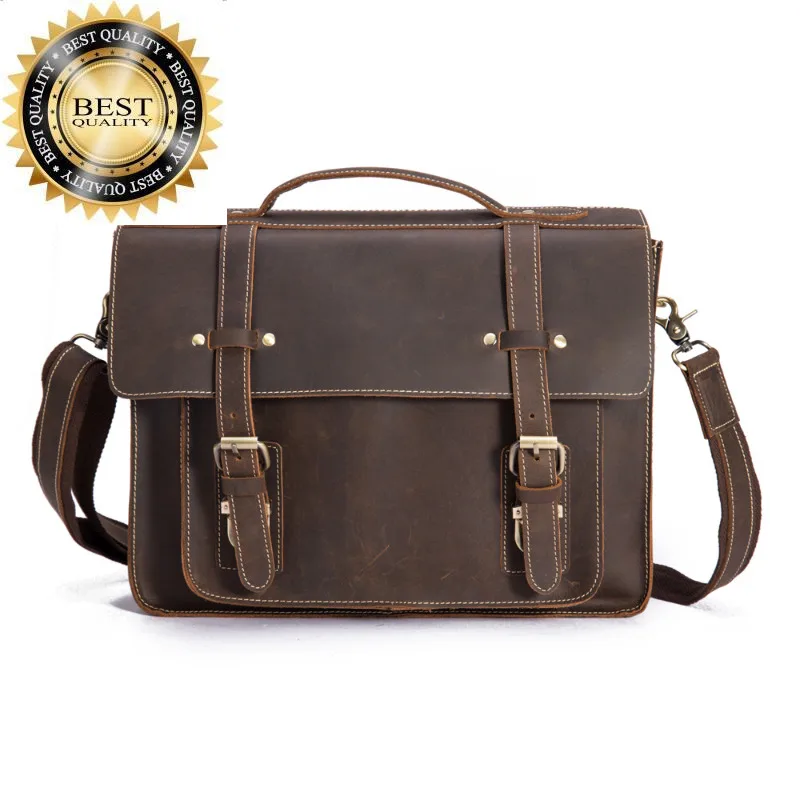 

Design Vintage Genuine Leather New Men's Handbags Satchels Cowhide Business Briefcase Shoulder Crossbody Computer Bag 2A