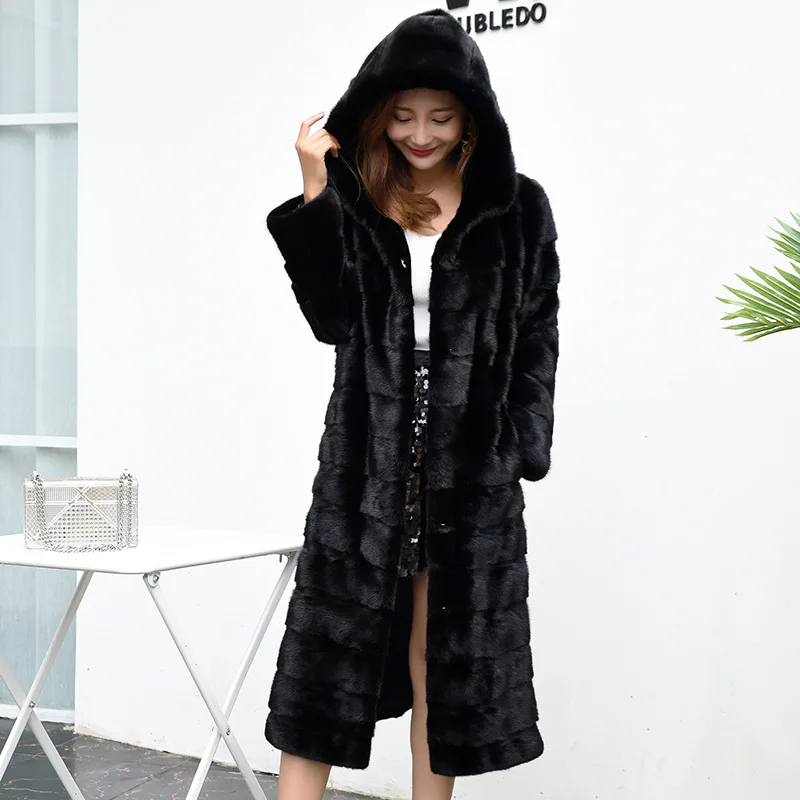 Luxury Brand Fur Coats Women Big Size Long Faux Fur Jacket Hooded Warm Thick Winter Outerwear Black Faux Mink Fur Coat Clothing