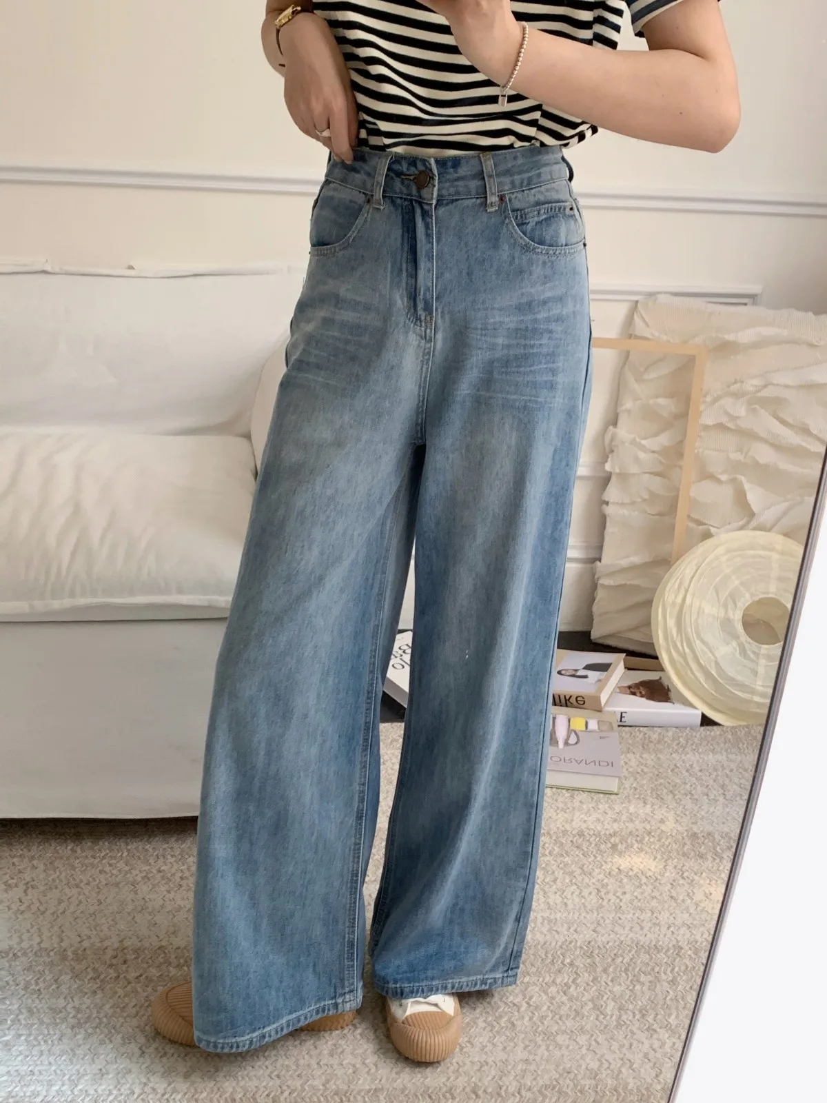 

ZHISILAO New Baggy Wide Leg Jeans Women Vintage Classic Blue High Waist Full Length Denim Pants Streetwear Spring 2024