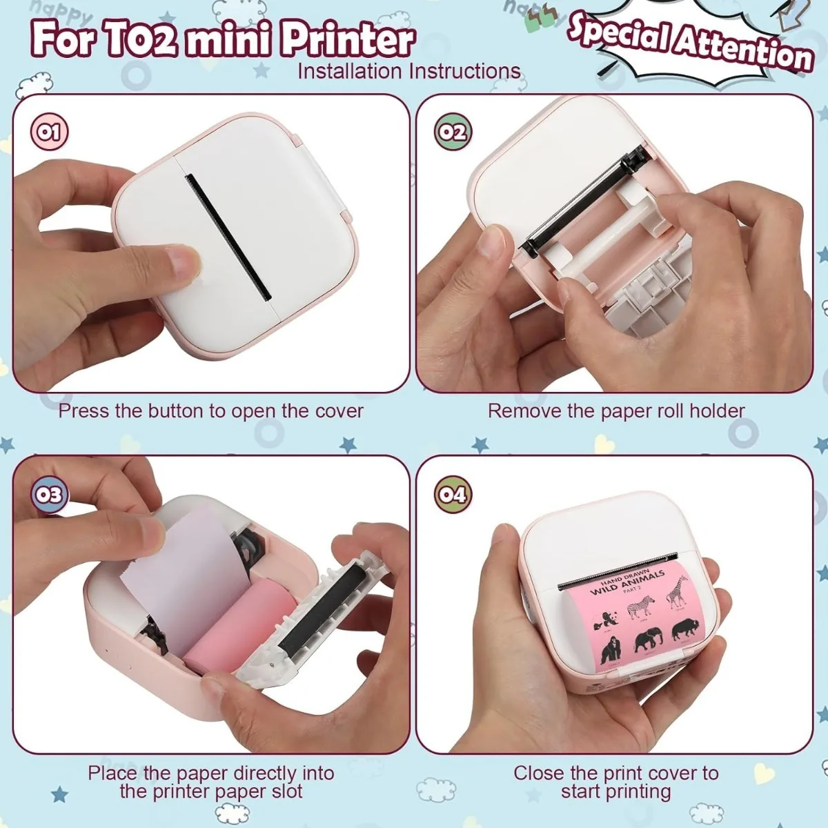 Mini Thermal Printer Paper Thermal Printer Sticker Paper for M02/T02/M02S Sticker Photo Printer and 57mm Mini Pocket Printer