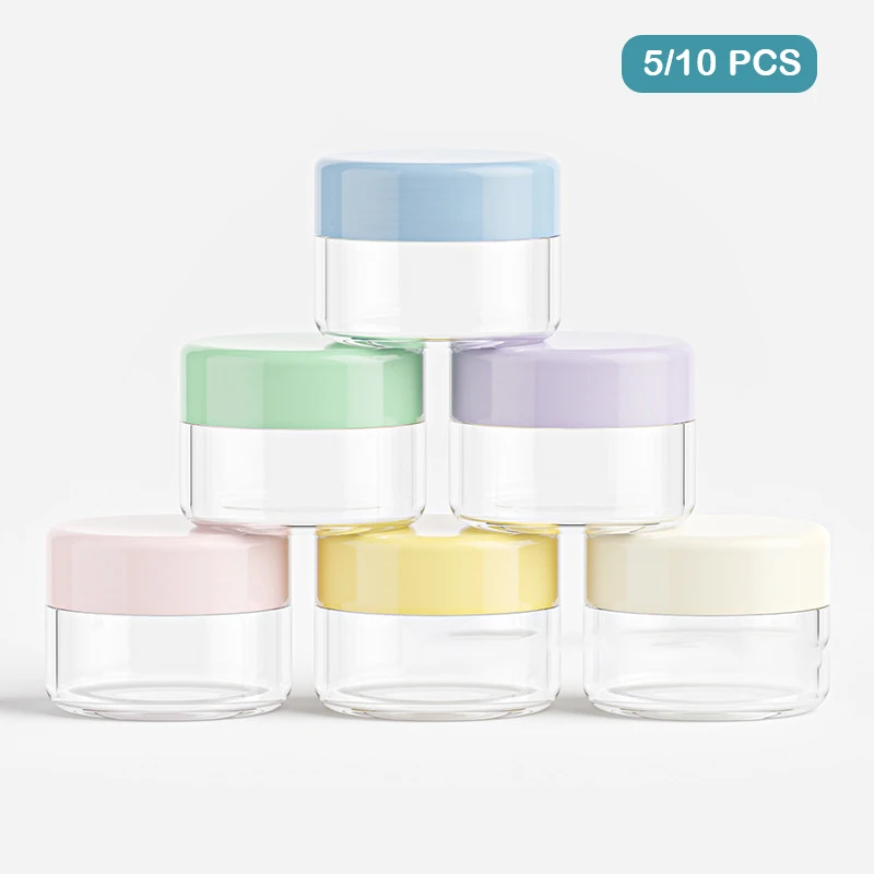 

5/10PCS 5g Make Up Jar Cosmetic Sample Empty Container Small Refillable Bottles Plastic Round Lid Eyeshadow Cream Travel Pot