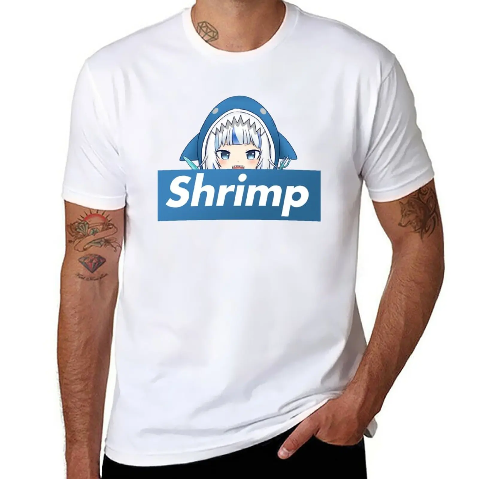 

New Gawr Gura Peeker - Shrimp T-Shirt sports fan t-shirts Oversized t-shirt clothes for men